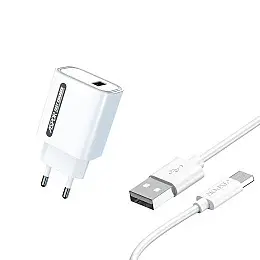Сетеве зарядний пристрій Aspor A803 18W QC 3.0 + USB кабель Micro- білий