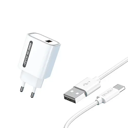 Сетеве зарядний пристрій Aspor A803 18W QC 3.0 + USB кабель Micro- білий