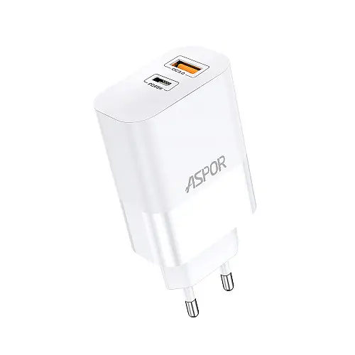 Сетеве зарядний пристрій Aspor A851 Universal Travel Charge (USB/USB-C/3A/65W) - білий