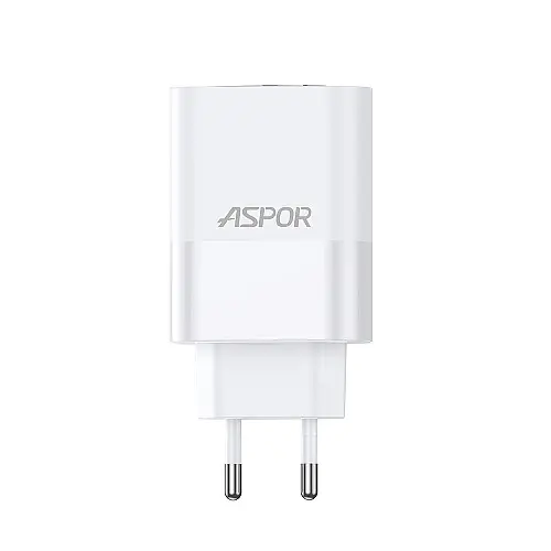 Сетеве зарядний пристрій Aspor A851 Universal Travel Charge (USB/USB-C/3A/65W) - білий