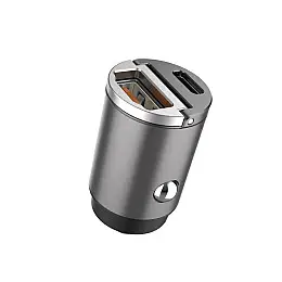Автомобільне зарядне пристрій Aspor A908 Mini Metal (USB/USB-C/4.8A/30W) - графітове