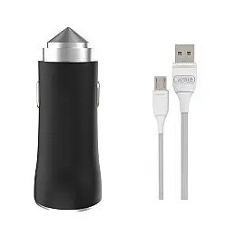 Автомобільне зарядне пристрій Aspor A918 Metal LED (2USB/3.4A) + кабель USB – Micro- чорний