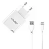 Сетеве зарядний пристрій Aspor A827 IQ (USB/2.4A) + кабель USB – Lightning - білий