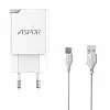 Сетеве зарядний пристрій Aspor A827 IQ (USB/2.4A) + кабель USB – Type-C - білий
