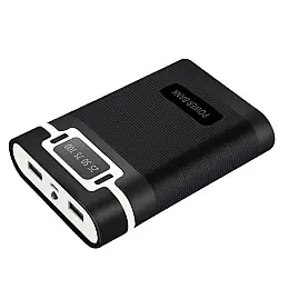Корпус УМБ для акумуляторів 4x18650 max 12800mA USB Type-C з ліхтариком Чорний (4x18650 Black) Power