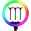 Кольцевая светодиодная LED лампа RIAS RL-18 RGB 45см Разноцветная на 3 держателя с Пультом ДУ (3_04095)