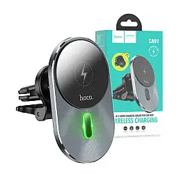 Автомобільний магнітний тримач Hoco CA91 з бездротовою зарядкою MagSafe 5W-15W