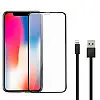 Защитное противоударное стекло и кабель Remax GL-36 Zeus 3D Full Cover iPhone X/ iPhone Xs USB/Lightning Black