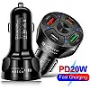 Автомобільне зарядне пристрій CWa 2USB 2Type-C PD20W QC 3.0 Black (70250551)
