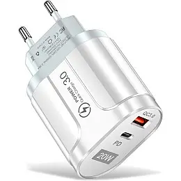 Сетевий зарядний пристрій Mirrow USB Type-C Super Charge/Quick Charge PD 20W Білий (365487822)