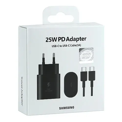 Комплект зарядного пристрою Samsung 1Type-C PD25W Type-C to Type-C 1:1 Чорний
