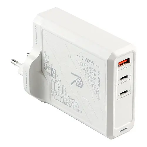 Сетевое зарядное устройство Remax RP-U106 Mecha Warrior GaN 140W 2C/1A MacBook Pro PD 3.1 Lenovo IdeaPad 14pro White