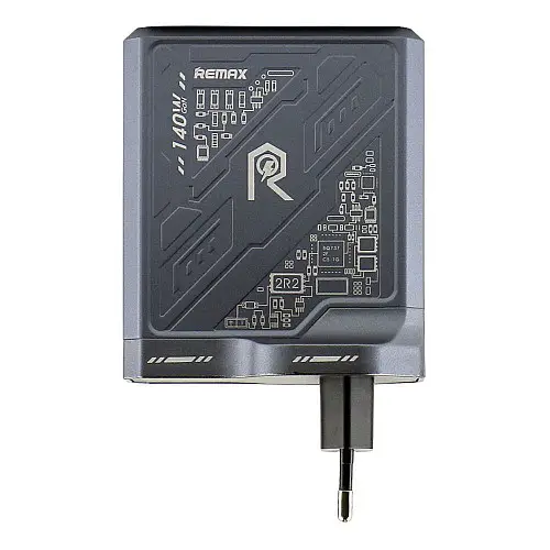 Сетевий зарядний пристрій Remax RP-U106 Mecha Warrior GaN 140W 2C/1A MacBook Pro PD 3.1 Lenovo IdeaPad 14pro Сірий