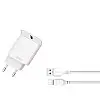 Комплект зарядного пристрою XO L103 1USB/3A Mode2.4A AFC Samsung Q3.0/2.0 та FCP Huawei 18W USB/Type C Білий