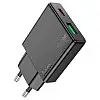 Ультратонке двопортове зарядне пристрій Hoco N38 Delgado Type-C 20 Вт і USB-A 18 Вт PD20W / PPS / QC3.0 / FCP / AFC Black