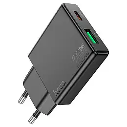 Ультратонке двопортове зарядне пристрій Hoco N38 Delgado Type-C 20 Вт і USB-A 18 Вт PD20W / PPS / QC3.0 / FCP / AFC Black