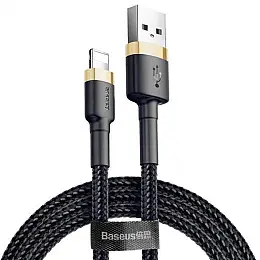 Кабель BASEUS Cafule Lightning 2.4A 1м золото/чорний