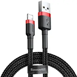 Кабель BASEUS Cafule Lightning 2.4A 1м червоний/чорний
