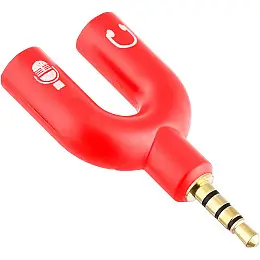 Разветвитель для наушников и микрофона Addap AJA-03 3,5 мм Jack 3-pin на 4-pin красный