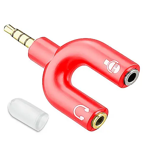 Розгалужувач для навушників і мікрофона Addap AJA-03 3,5 мм Jack 3-pin на 4-pin червоний