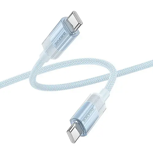 Кабель для зарядки та обміну даними USB Borofone BU44 Sincero 60W Type-C to Type-C 1.2 м Голубий