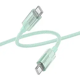 Кабель для зарядки та обміну даними USB Borofone BU44 Sincero 60W Type-C to Type-C 1.2 м Зелений