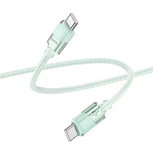 Кабель для зарядки та передачі даних USB Hoco U132 Beijing 60W 20V/3A Type-C до Type-C 1.2 м Зелений