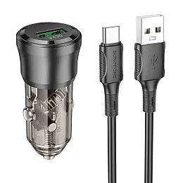 Автомобільне зарядне пристрій Borofone BZ23 Transparent Black