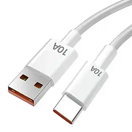 Кабель для зарядки и передачи данных Charger 10А USB Type-C white 2 м Белый