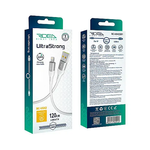 Кабель для зарядки USB Ridea RC-US42 UltraStrong USB-Lightning 12W 5V/2.4A 1.2 м Белый
