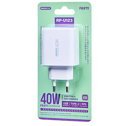 Зарядний пристрій Remax Kiddy Series GaN 40Вт 1A+2C RP-U123 EC