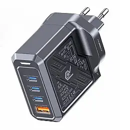 Зарядний пристрій для телефону Remax Mecha Warrior GaN 120W 3C+1A RP-U107