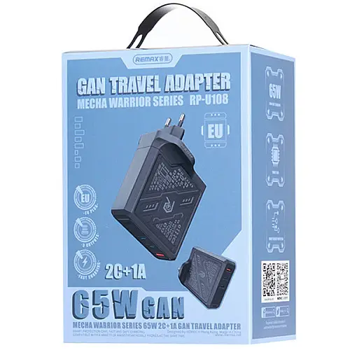 Зарядний пристрій Remax Mecha Warrior Series 65W 2C+1A GaN RP-U108 02 Project