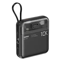 Міні-повербанк з кабелем 10000 мАг PD 20W QC 22.5W Remax RPP-602 Чорний