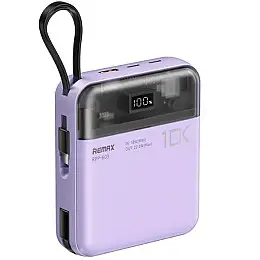 Міні-повербанк з кабелем 10000 мАг PD 20W QC 22.5W Remax RPP-602 Рожевий