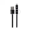 Кабель для зарядки та передачі даних Combo 2-в-1 Remax RC-020t Aurora USB-Lightning/ USB-МicroUSB 1 м Чорний