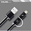 Кабель для зарядки та передачі даних Combo 2-в-1 Remax RC-020t Aurora USB-Lightning/ USB-МicroUSB 1 м Чорний