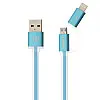 Кабель для зарядки та передачі даних Combo 2-в-1 Remax RC-020t Aurora USB-Lightning/ USB-МicroUSB 1 м Blue