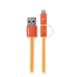 Кабель для зарядки та передачі даних Combo 2-в-1 Remax RC-020t Aurora USB-Lightning/ USB-МicroUSB 1 м Оранжевий