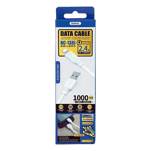 Кабель USB Remax RC-138i USB-Lightning 2.4A 1 м Білий