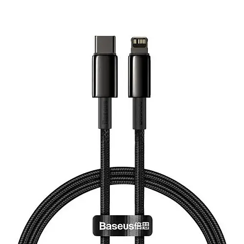 Кабель для зарядки та передачі даних BASEUS Tungsten Gold Type-C to Lightning PD 20W /2.4A 1 м Black