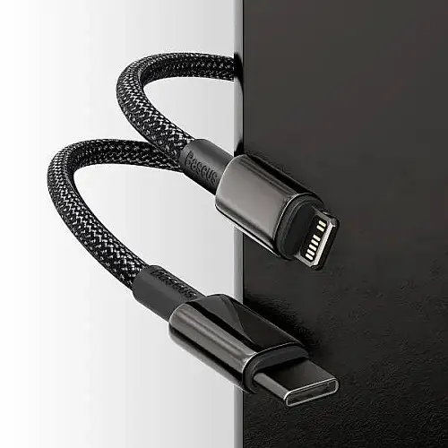 Кабель для зарядки та передачі даних BASEUS Tungsten Gold Type-C to Lightning PD 20W /2.4A 1 м Black