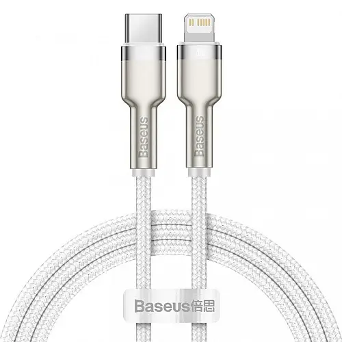 Кабель для зарядки та обміну даними BASEUS CATLJK-A02 Cafule Metal Type-C to Lightning PD 20W 2.4А 1 м Білий