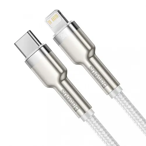 Кабель для зарядки та обміну даними BASEUS CATLJK-A02 Cafule Metal Type-C to Lightning PD 20W 2.4А 1 м Білий