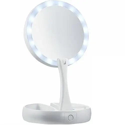 Косметическое зеркало My Foldaway Mirror для макияжа с Led подсветкой круглое настольное
