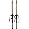 Лыжи беговые подростковые в комплекте с палками Zelart SK-0881-150B Черный-салатовый-оранжевый