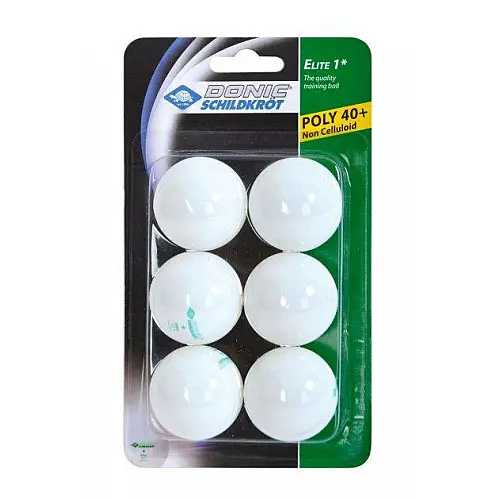 М'ячі Donic Elite 1 зірка 40+ 6 шт пластик білі 608510
