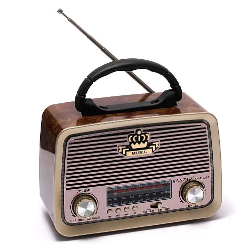 Радіо ретро Knstar- 1183BT плеєр USB/sd/mp3/bluetooth FM/AM/SW з підсвіткою від батарейок і мережі