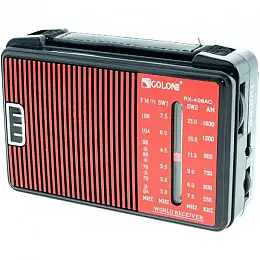 Портативный радио приемник GOLON RX-A08 AC от сети 220В Чёрный с красным