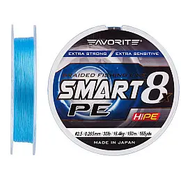 Шнур Favorite Smart PE 8x 150м #2.5/0.265mm 30lb/16.4kg Синий (1013-1693.10.77)